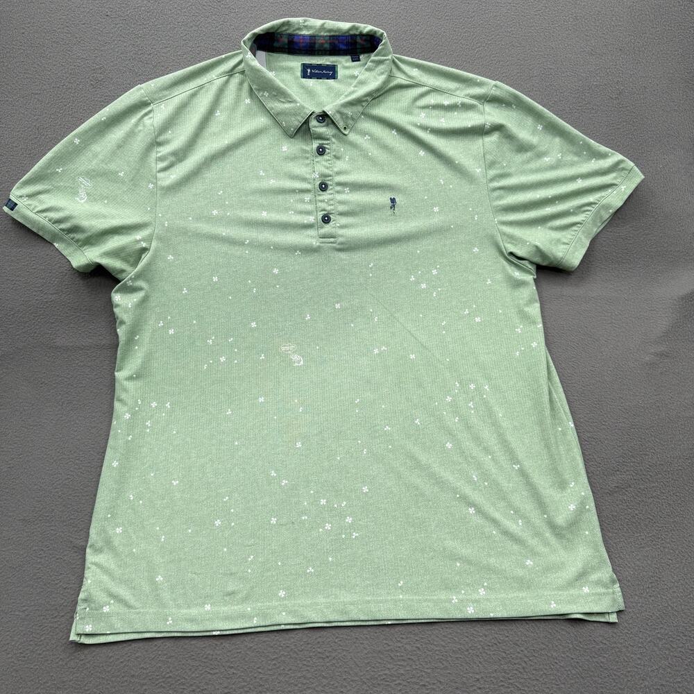 William Murray Polo Shirt Mens XL Green Floral Golf Performance Stretch
